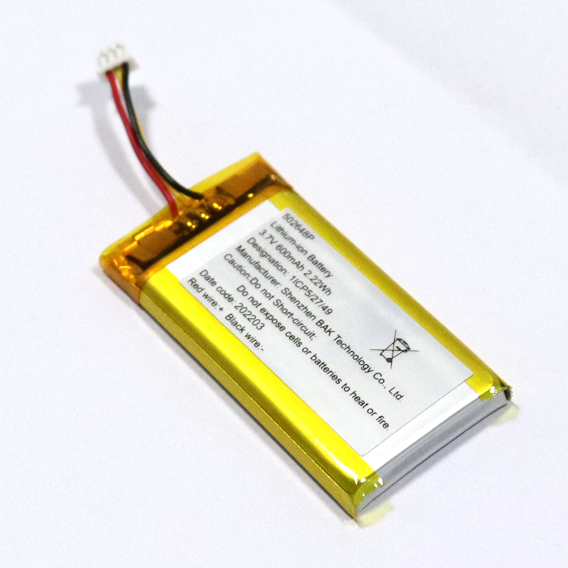 Lithium-Polymer-Akku 3,7 V 600 mAh für Bluetooth-Gerät